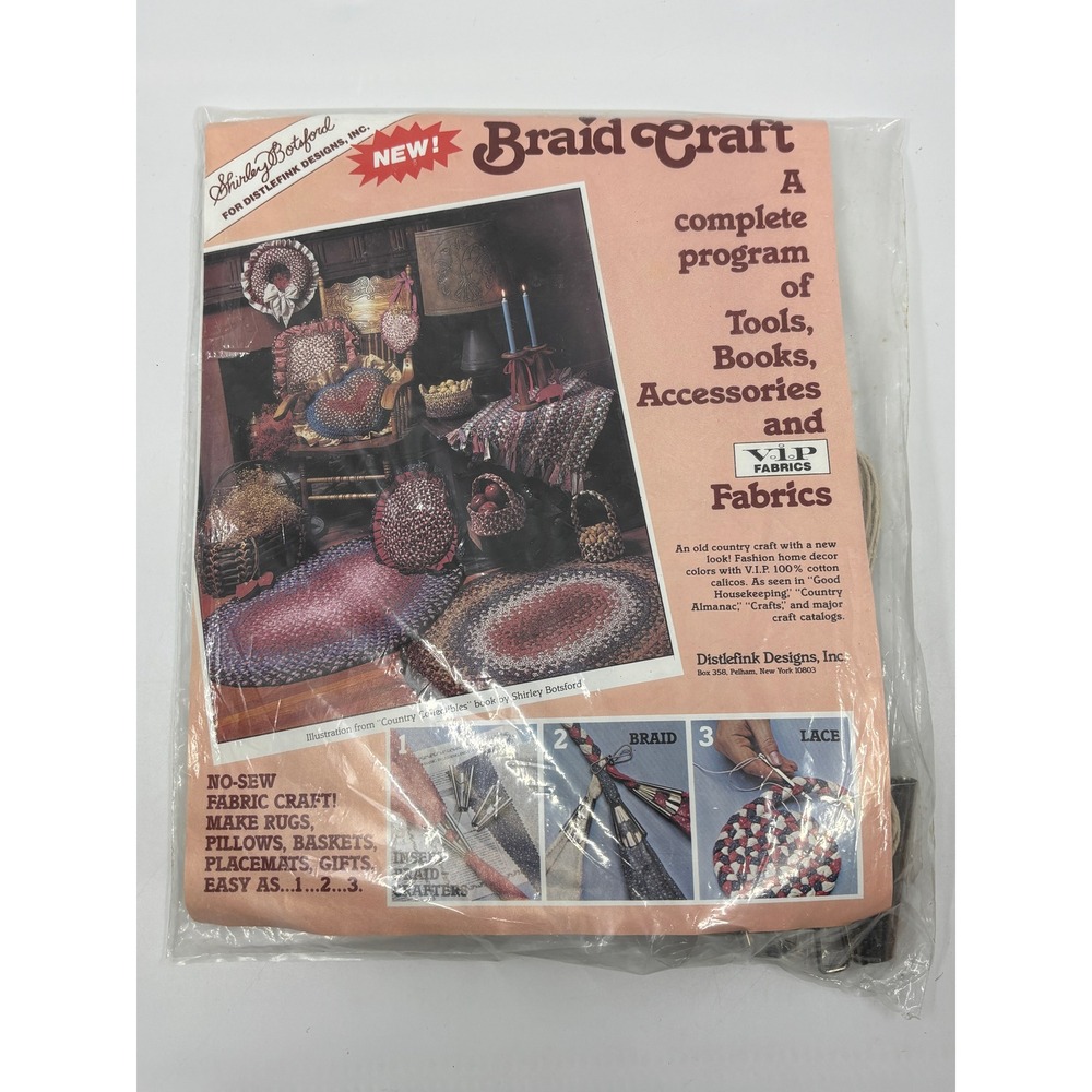 Vintage Shirley Botsford Braid Craft No Sew Fabric Rug Pillow Kit Distlefink New